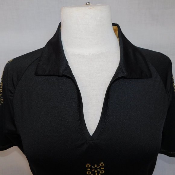 Nancy Lopez Womens S Desert Dry Black with Gold Detail Golf polo Shirt - Picture 2 of 9